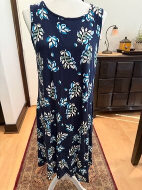 croft & barrow Navy Blue Floral Print Midi Dress